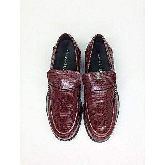 Alexander McQueen Men’s Jupiter Leather Moccasins Burgundy Size 45 (MSRP $990) - Picture 5 of 12